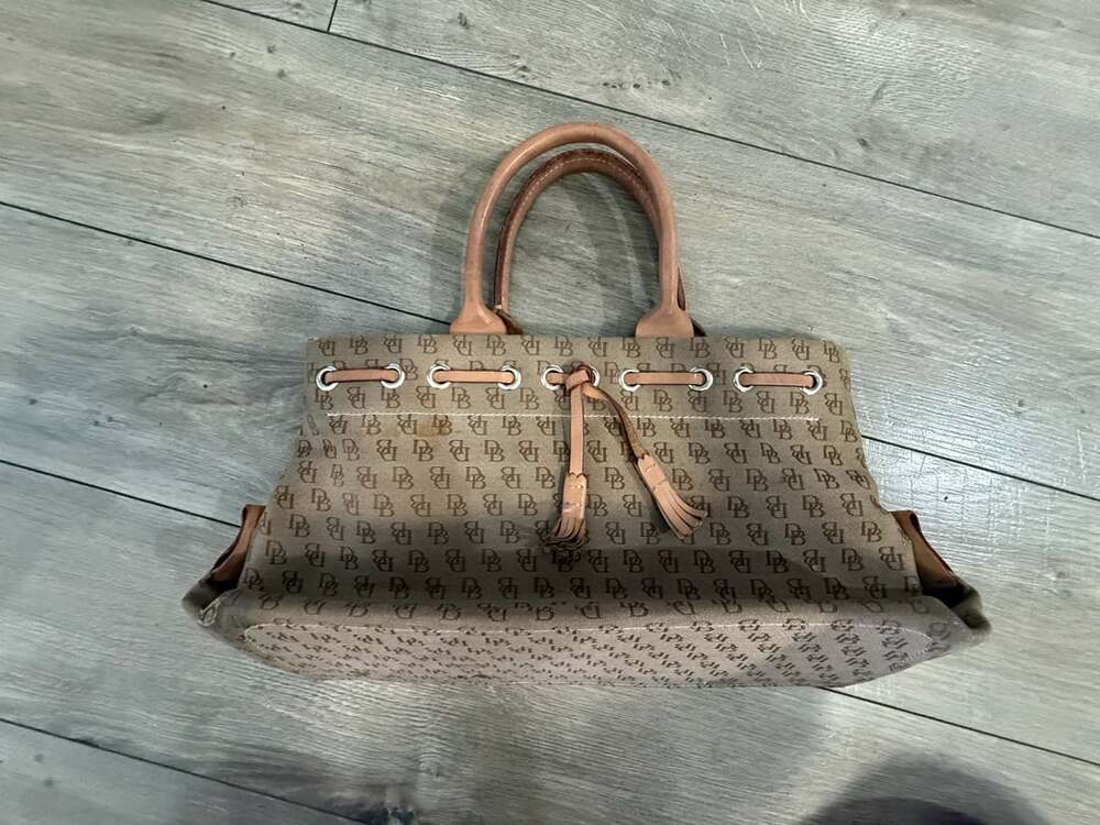 Dooney & Bourke Vintage Monogram Canvas Leather Trim Handbag